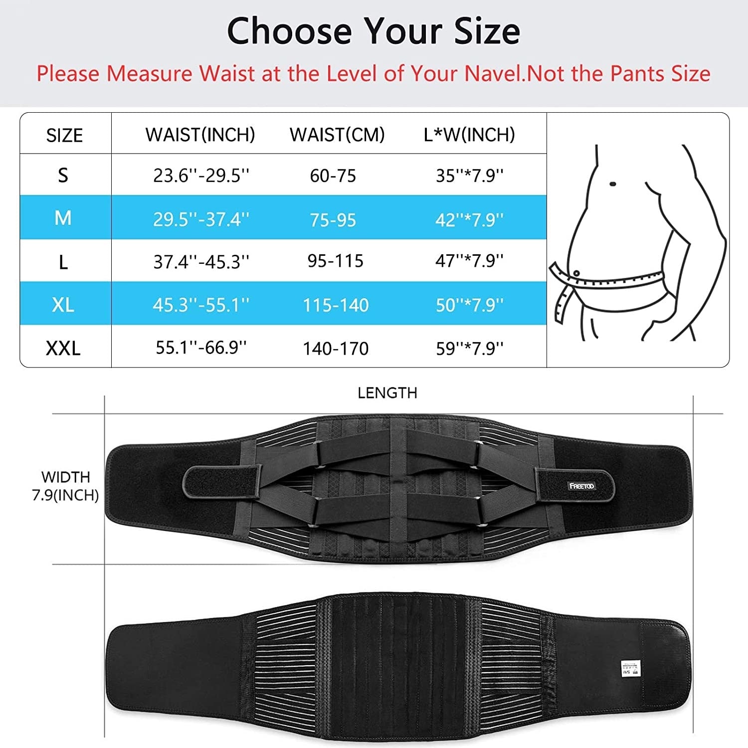 Lower Back Brace with 6 Stays Anti-skid Orthopedic lumbar Support Breathable Waist