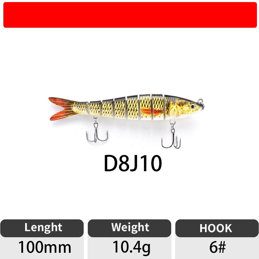 Sinking Wobblers Fishing Lures Jointed Crankbait Swimbait 8 Segment Hard Artificial