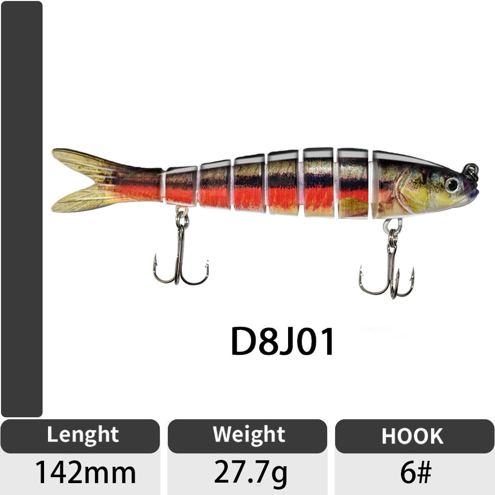 Sinking Wobblers Fishing Lures Jointed Crankbait Swimbait 8 Segment Hard Artificial