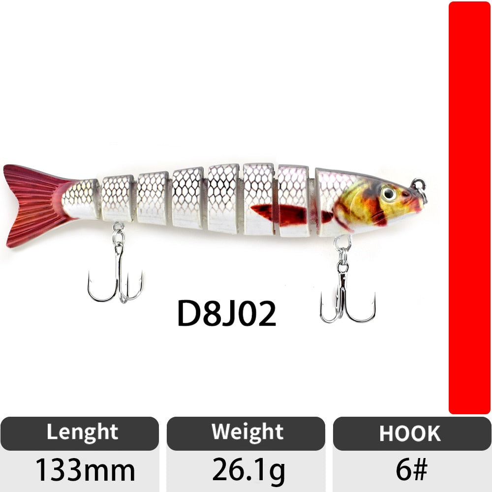 Sinking Wobblers Fishing Lures Jointed Crankbait Swimbait 8 Segment Hard Artificial