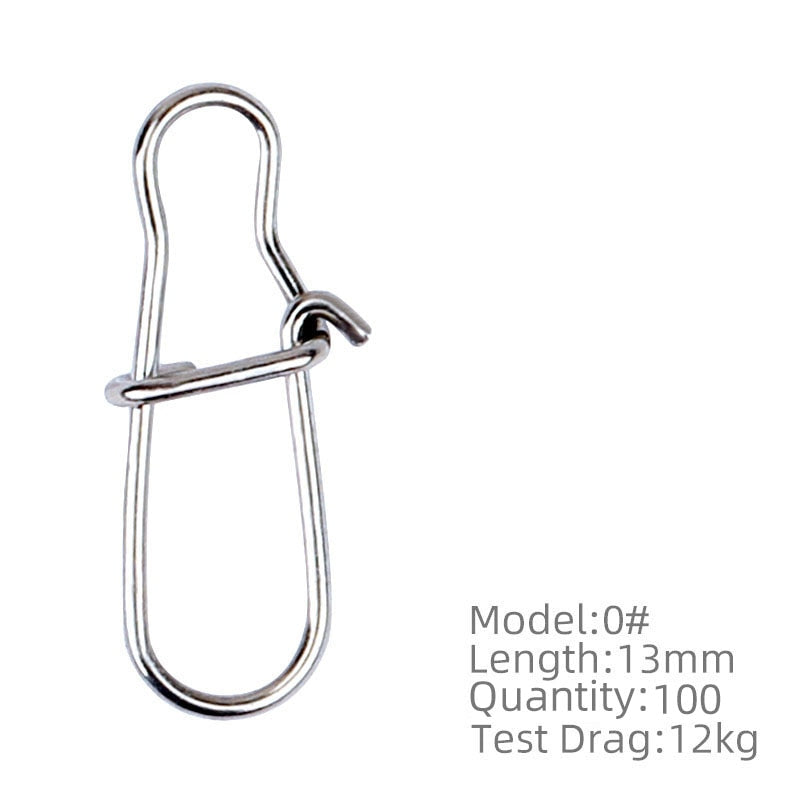 Fishing Snaps Stainless Steel Hard Lure Connector 100PCS Solid Safety Pin Barrek Hook