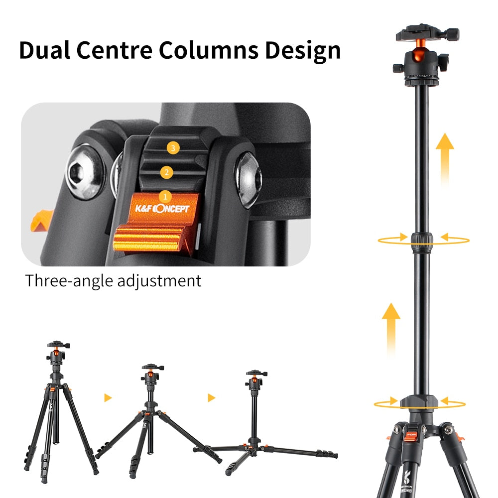 Concept 62.99 Inch Camera Tripod for DSLR Portable Aluminum Travel Tripod with 360