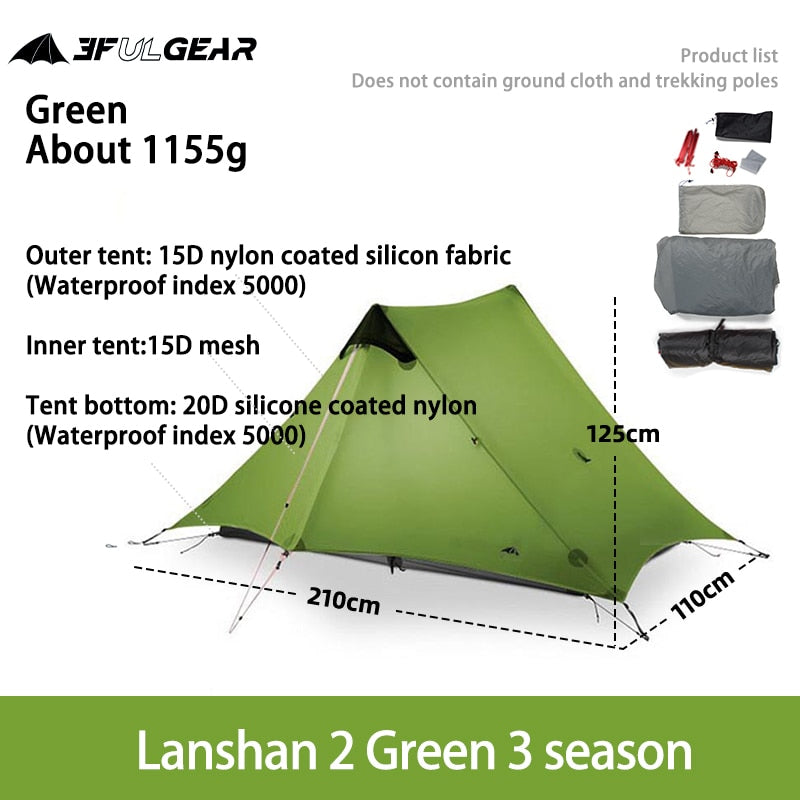 2 3F UL GEAR 2 Person 1 Person Outdoor Ultralight Camping Tent 3 Season 4 Season