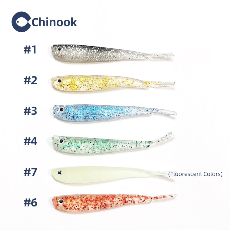 Chinook 5pcs Lure Soft Bait SoftFish Fork Tail with or without Hook Fluke Swimbaits