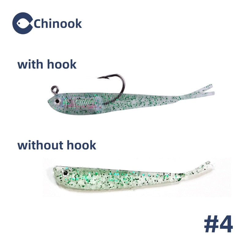 Chinook 5pcs Lure Soft Bait SoftFish Fork Tail with or without Hook Fluke Swimbaits