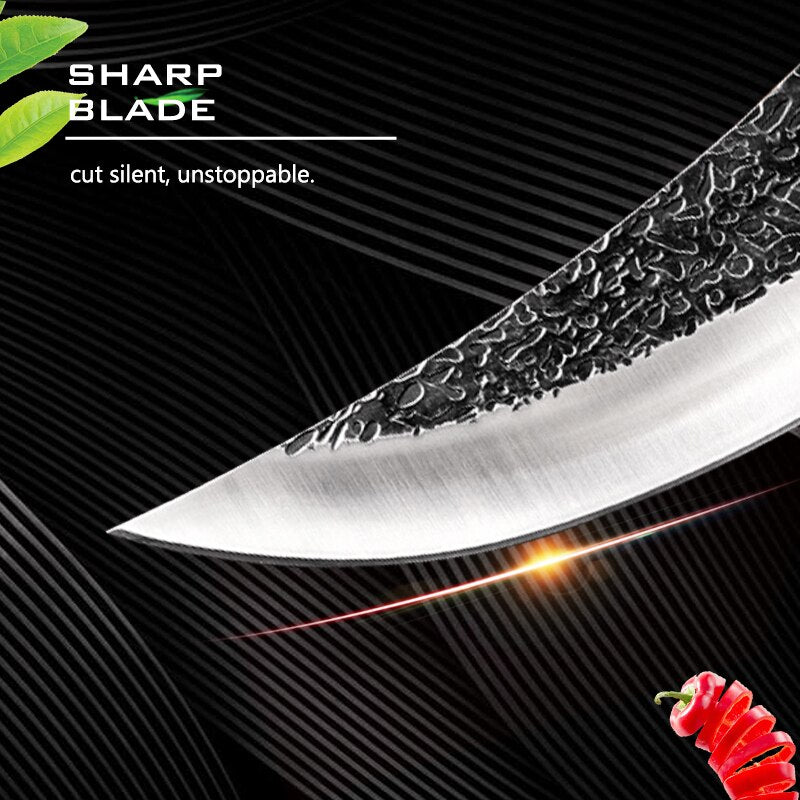 Outdoor Camping Hunting Knife Forged Stainless Steel Chef Knife Fishing Fruit Butcher Kitchen