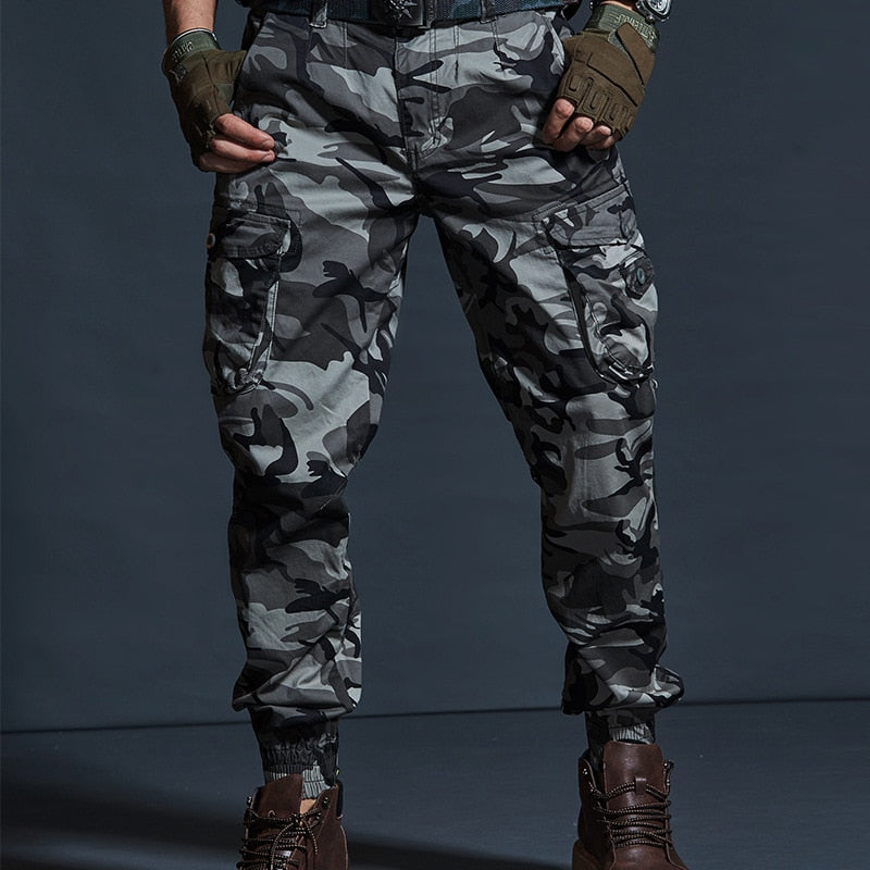 Military Tactical Pants Mens Joggers Camouflage Cargo Casual Pants Male 100% Cotton