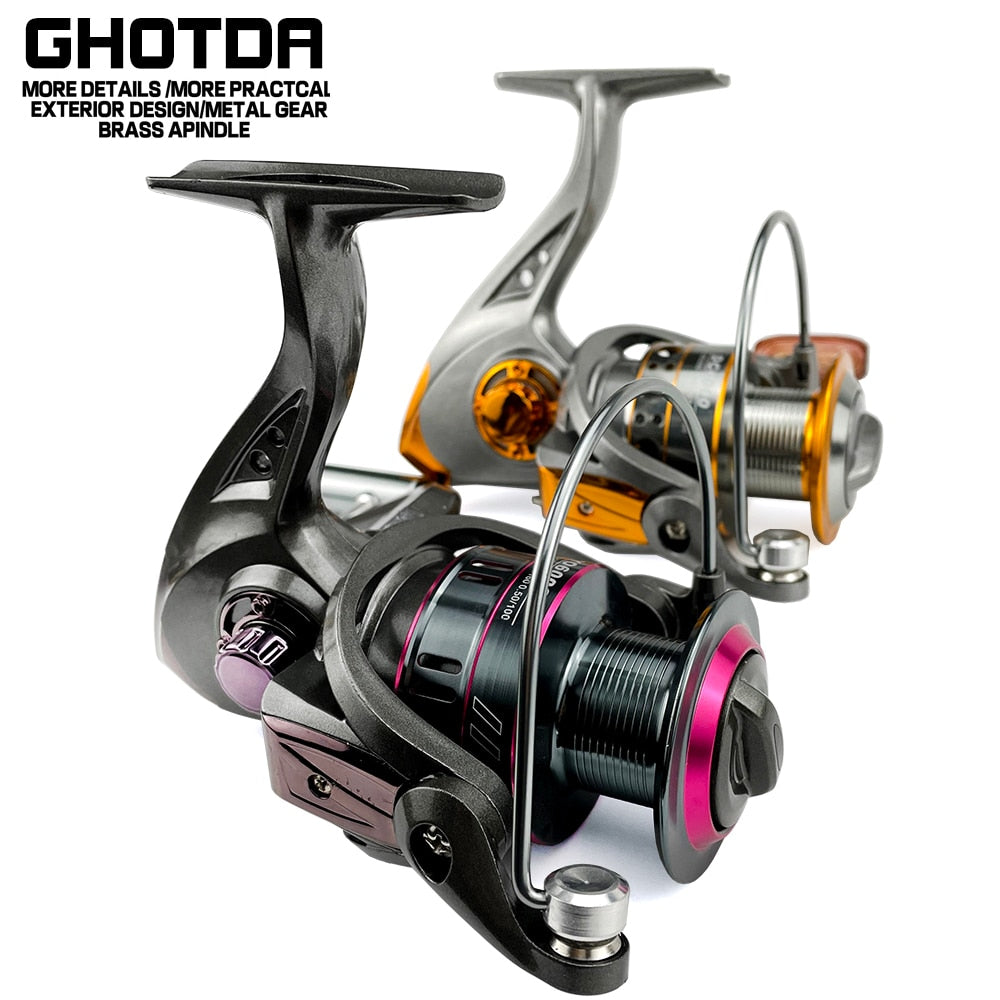 GHOTDA Fishing Reel Spinning 1000-7000 Series Metal Spool Spinning Wheel for Sea