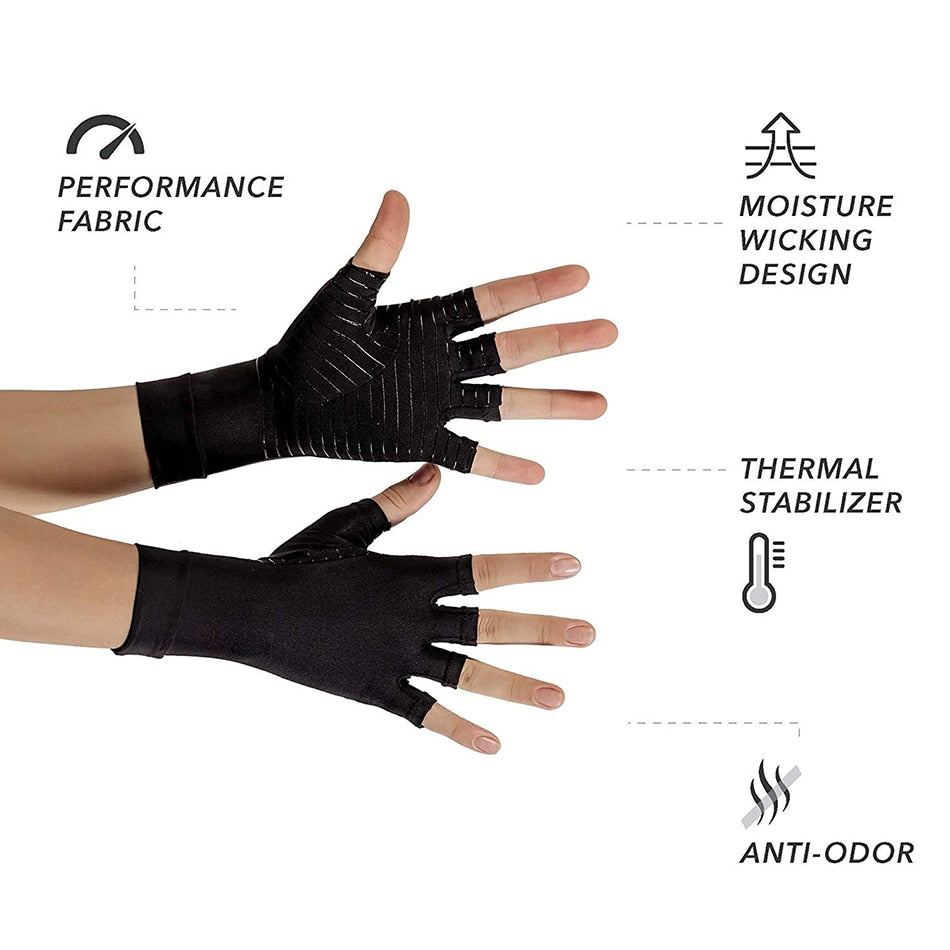 WorthWhile 1 Pair Compression Arthritis Gloves for Women Men Joint Pain Relief Half Finger