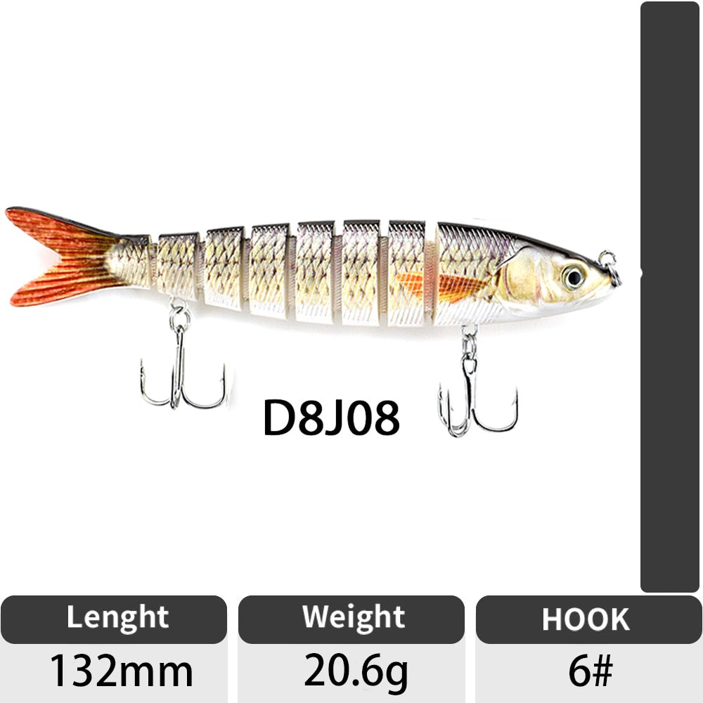 Sinking Wobblers Fishing Lures Jointed Crankbait Swimbait 8 Segment Hard Artificial