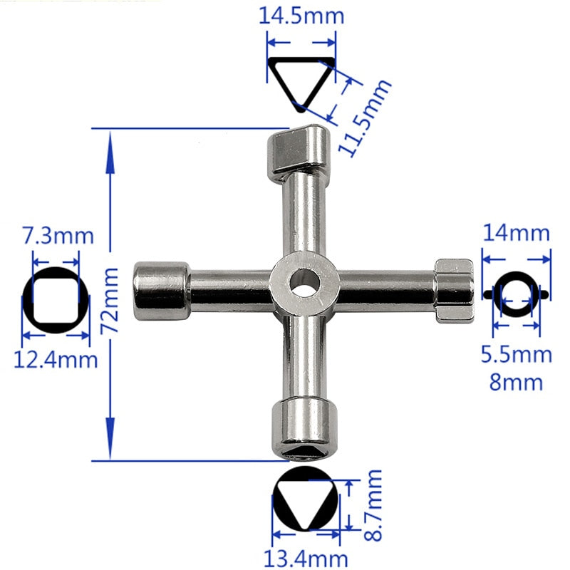 Multifunction 4 Ways Universal Triangle Wrench Key Plumber Keys Triangle For Gas