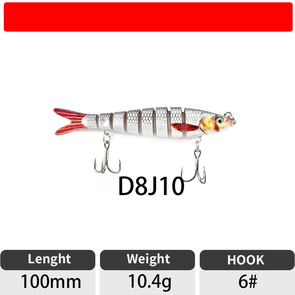 Sinking Wobblers Fishing Lures Jointed Crankbait Swimbait 8 Segment Hard Artificial