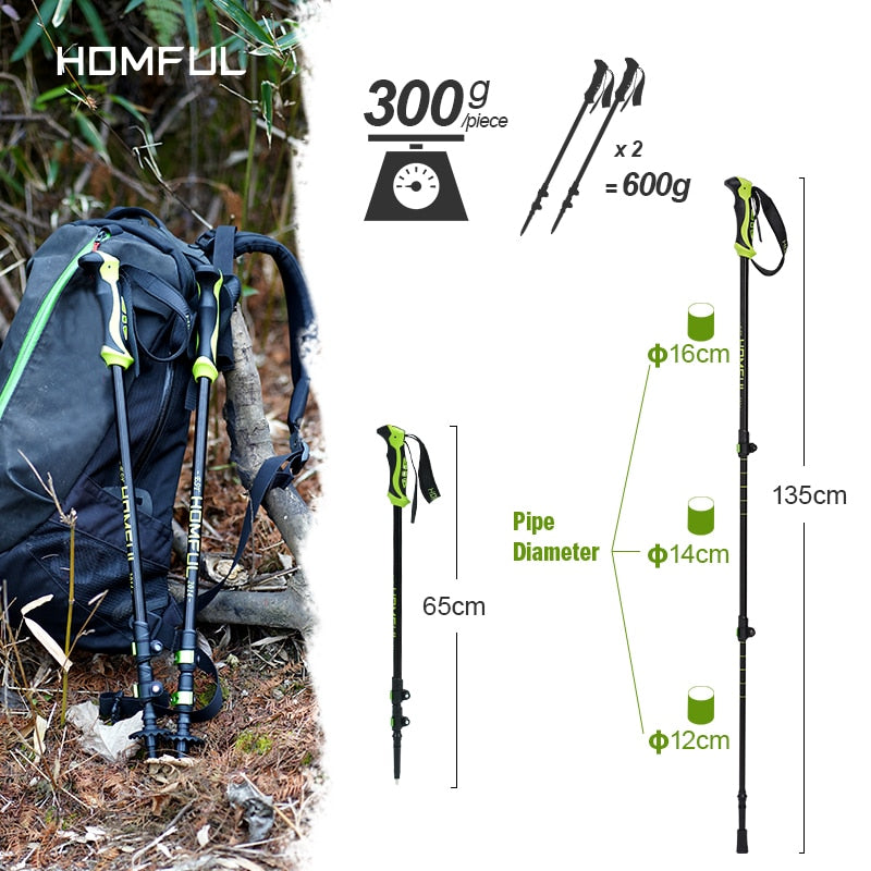 Hitorhike for Nordic walking sticks camping hiking Ultralight Adjustable Telescopic