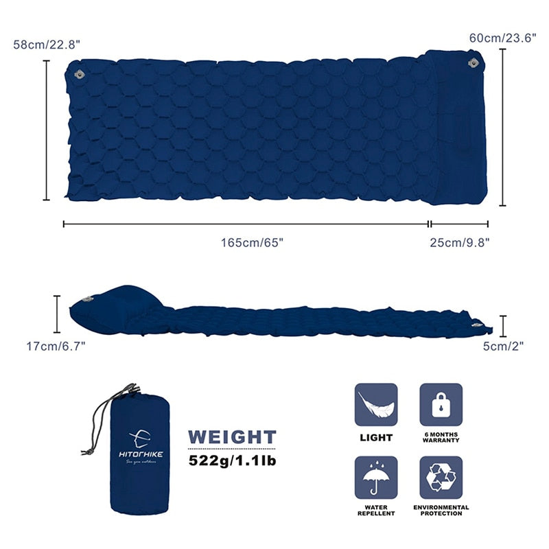 Homful Inflatable Sleeping Pad Moisture-proof Camping Mat With Pillow air mattress