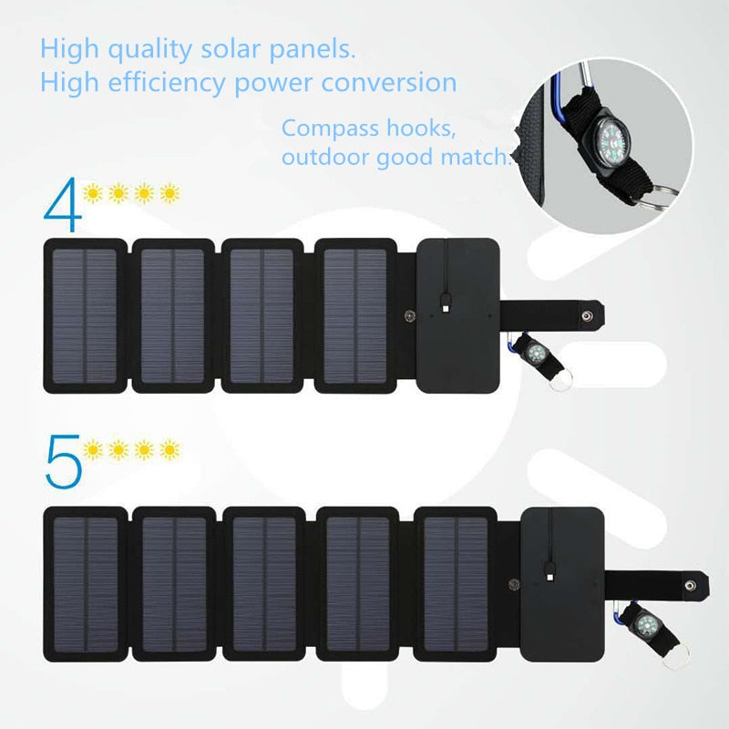 Sun Folding 10W Solar Cells Charger 5V 2.1A USB Output Devices Portable Solar Panels