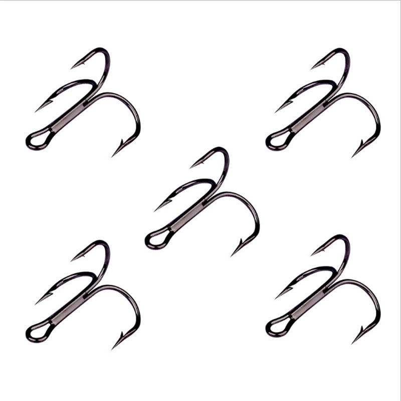 Black Fishing Hook High Carbon Steel Treble Overturned Hooks Fishing Tackle Round