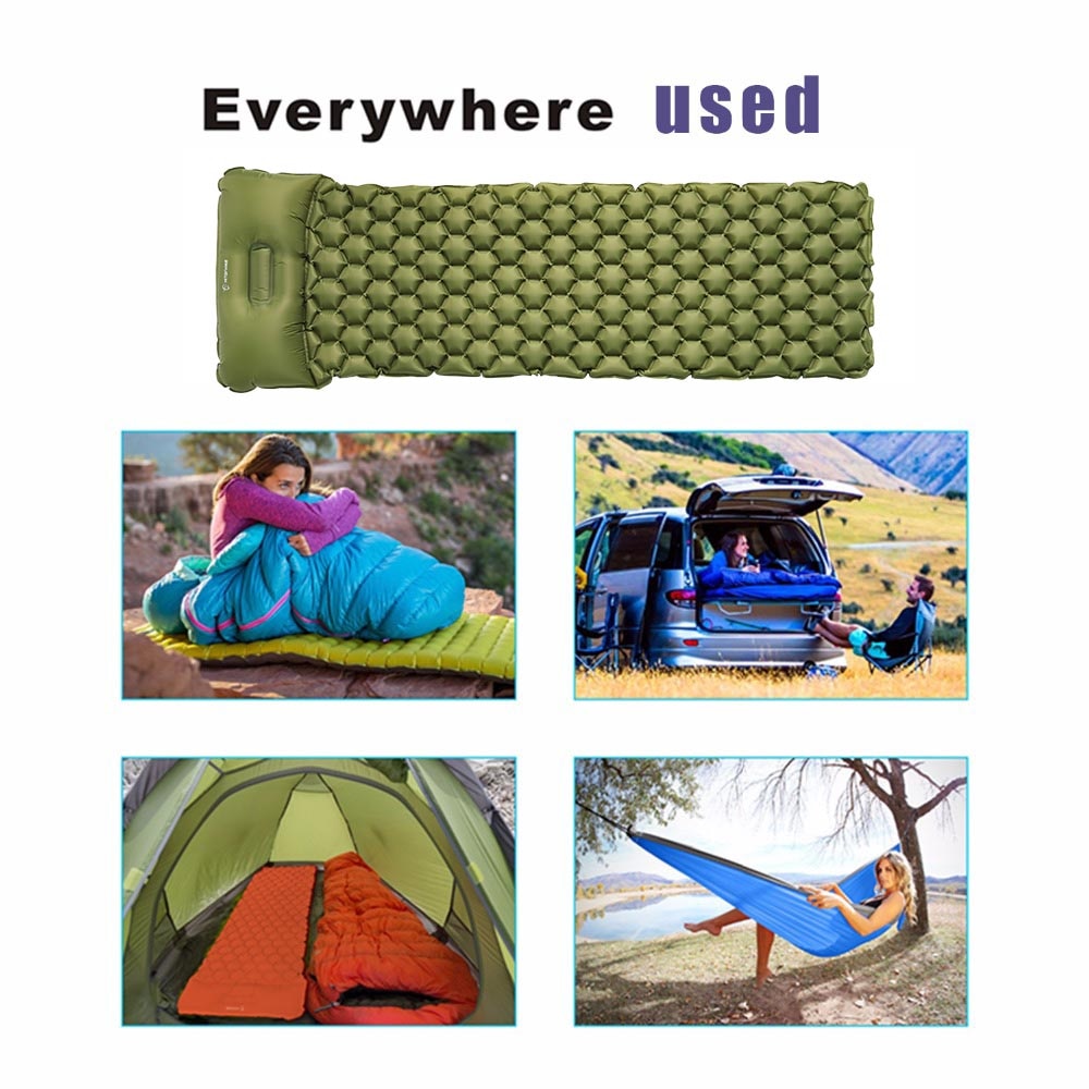Homful Inflatable Sleeping Pad Moisture-proof Camping Mat With Pillow air mattress glamping