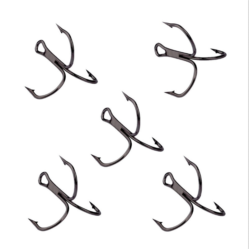 Black Fishing Hook High Carbon Steel Treble Overturned Hooks Fishing Tackle Round