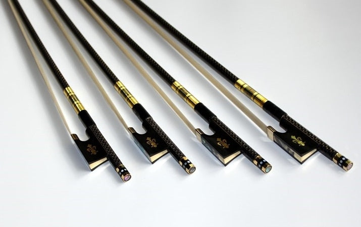 New PRO 4/4 3/4 1/2 1/4 szie Carbon fiber violin bow with grillwork Ebony Frog Carving flower