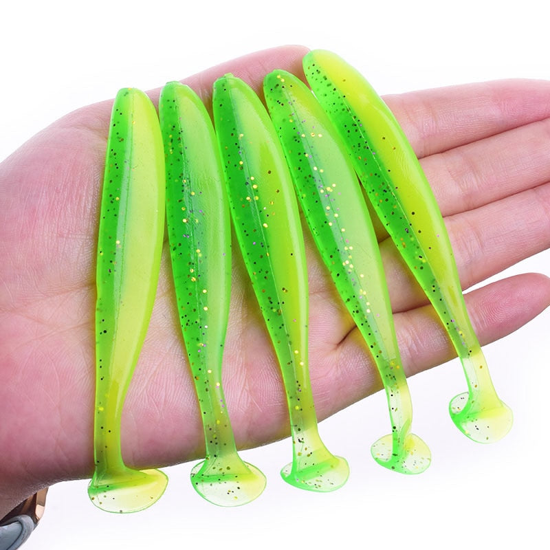 Proleurre Shad Worm Soft Bait 95mm 75mm 50mm T Tail Jigging Wobblers Fishing Lure