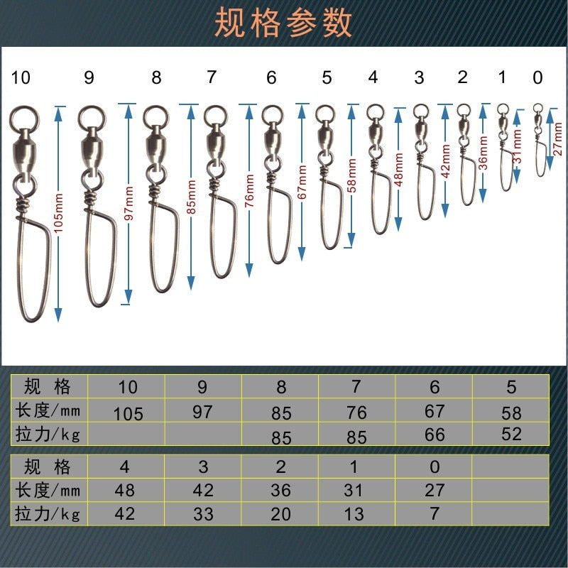 Stainless Steel Ball Bearing Fishing Swivels Snap  Different Size Rolling Sea Fishing Swivels Snaps Connector