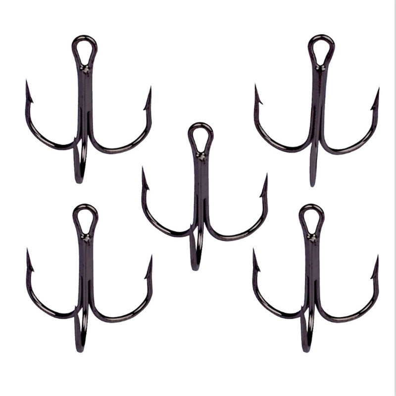 Black Fishing Hook High Carbon Steel Treble Overturned Hooks Fishing Tackle Round