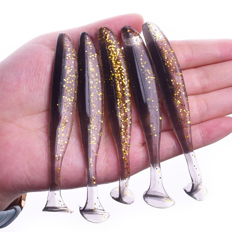 Proleurre Shad Worm Soft Bait 95mm 75mm 50mm T Tail Jigging Wobblers Fishing Lure