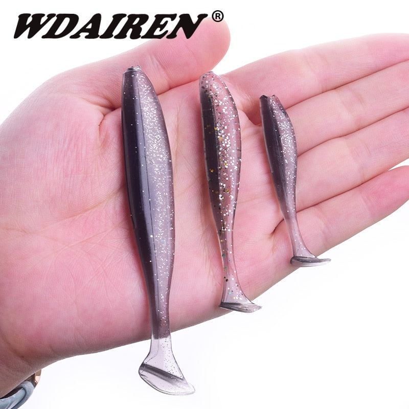 Proleurre Shad Worm Soft Bait 95mm 75mm 50mm T Tail Jigging Wobblers Fishing Lure