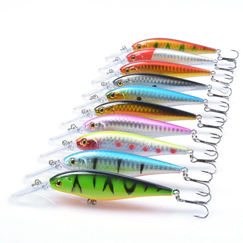 Hercules 10PCS Minnow Fishing Lure 11cm 10.5g Aritificial Wobblers Hard Plastic Baits