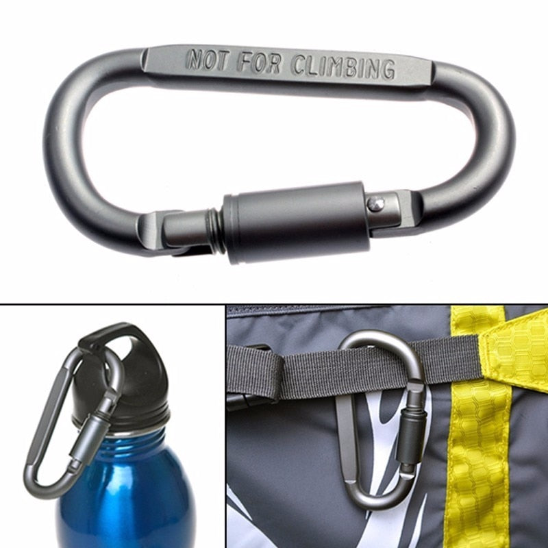 1Pc Outdoor Screw Lock Buckle D-Shaped Carabiner Hook Keyring Clip Camping Kits Sports