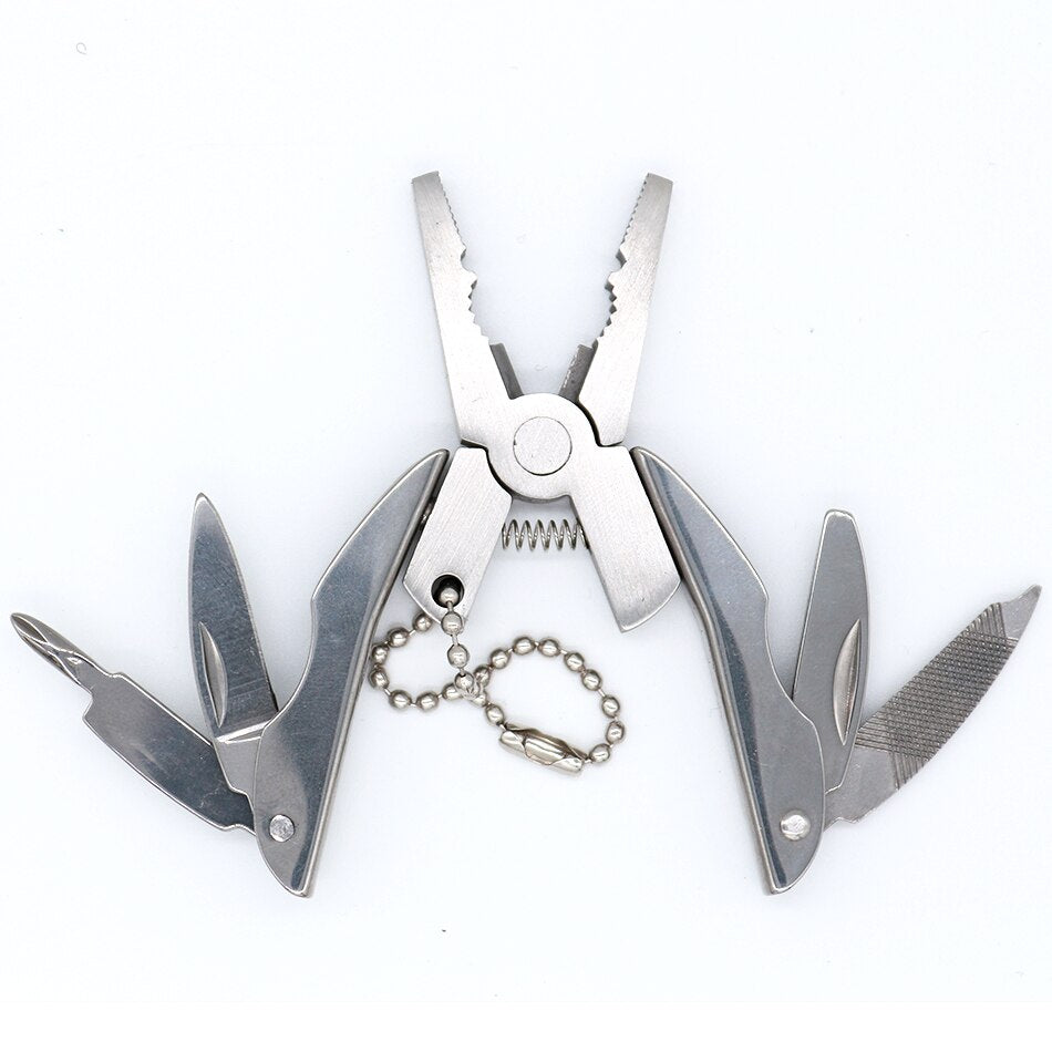 Outdoor Mini Folding Muilti-functional Plier Clamp Keychain Outdoor Hiking Tool pocket