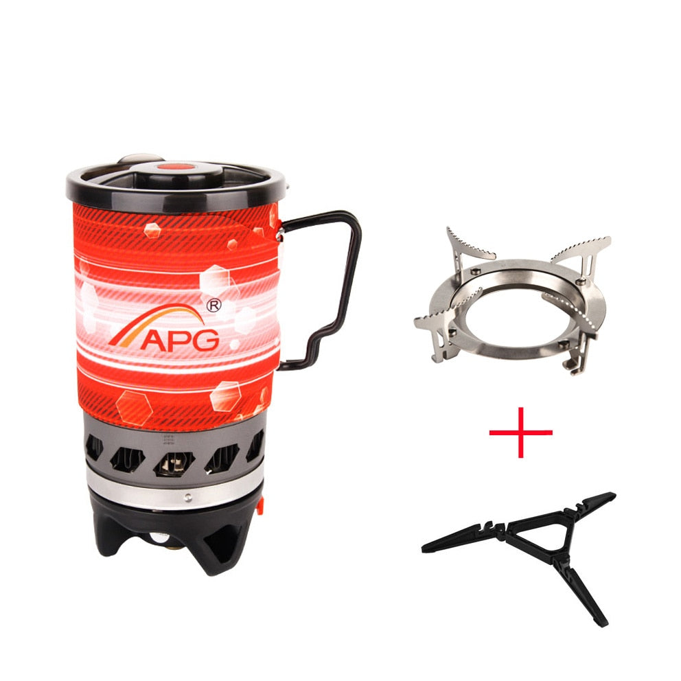 Outdoor Portable Cooking System Hiking Camping Stove Heat Exchanger Pot