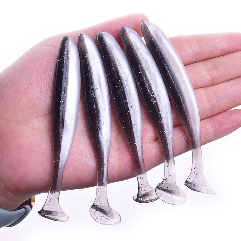 Proleurre Shad Worm Soft Bait 95mm 75mm 50mm T Tail Jigging Wobblers Fishing Lure