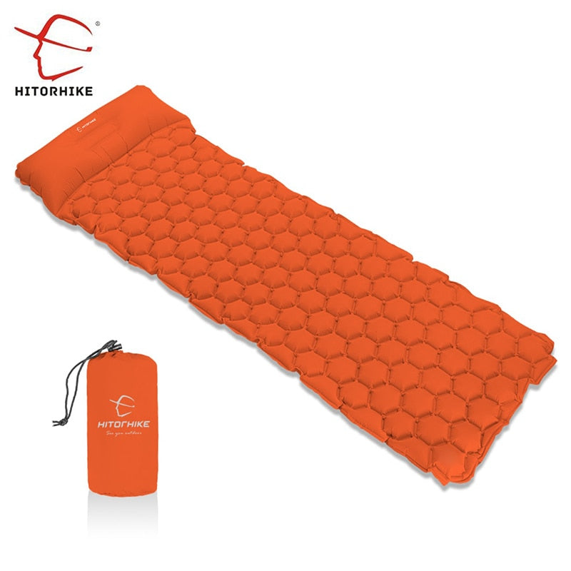 Outdoor Sleeping Pad Camping Inflatable Mattress with Pillows Travel Mat Folding Bed