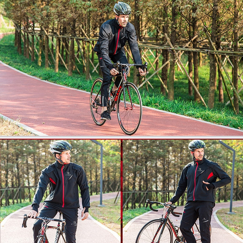 X-TIGER Winter Fleece Thermal Cycling Jacket Coat Windproof Bicycle Clothing Autumn