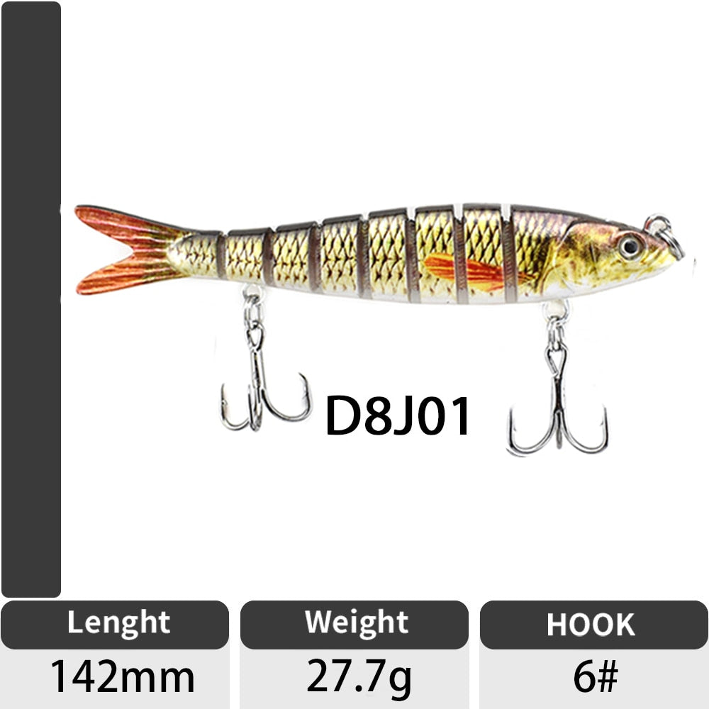 Sinking Wobblers Fishing Lures Jointed Crankbait Swimbait 8 Segment Hard Artificial