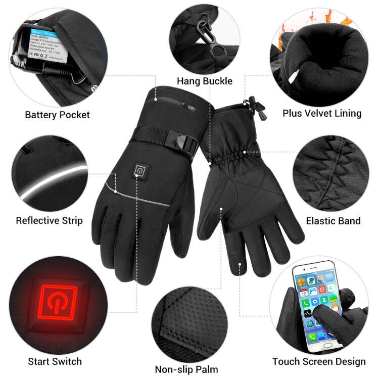 Motorcycle Waterproof Heated Gloves Moto Heating USB Hand Warmer Electric Thermal Heated Gloves Battery Powered Gloves