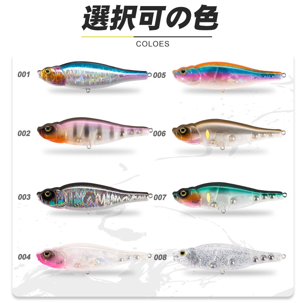 Spitting Wire 95F 14G Poppers Pencil Hard Baits Bass Fishing Topwater Surface Lure Rattle Sounds 2021