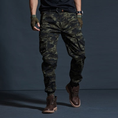 Military Tactical Pants Mens Joggers Camouflage Cargo Casual Pants Male 100% Cotton