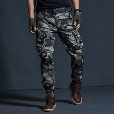 Military Tactical Pants Mens Joggers Camouflage Cargo Casual Pants Male 100% Cotton