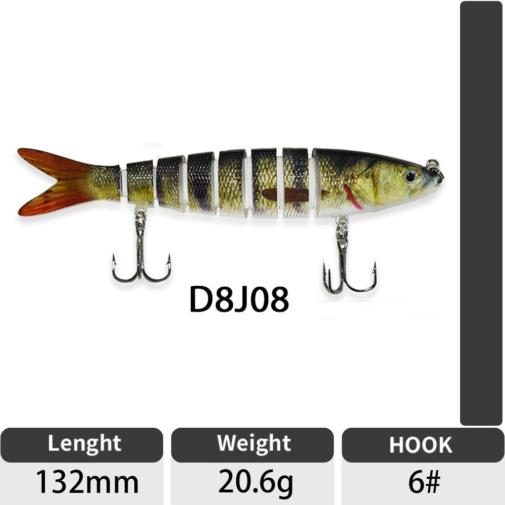 Sinking Wobblers Fishing Lures Jointed Crankbait Swimbait 8 Segment Hard Artificial