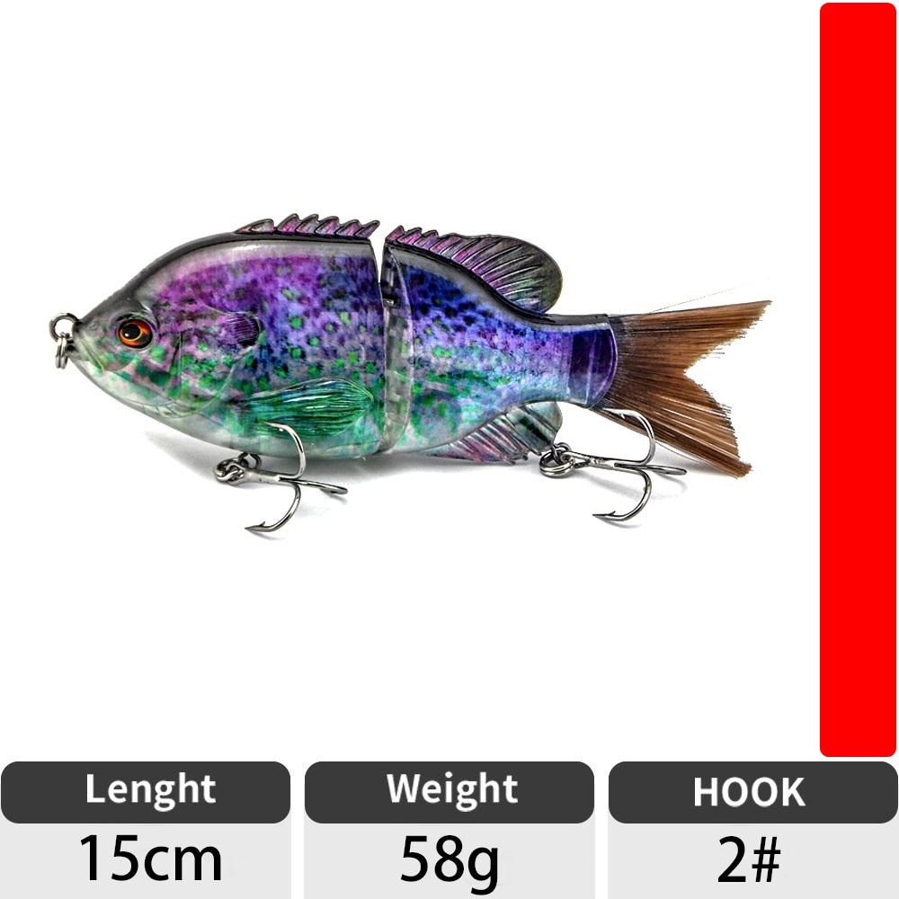 ODS 150mm 58g Fishing Lure Jointed Lures Hard Bait Sinking Lure Swimbait brush Tail bass lure