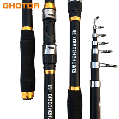 GHOTDA 2.1M -3.6M Carp Fishing Rod feeder Hard FRP Carbon Fiber Telescopic Fishing