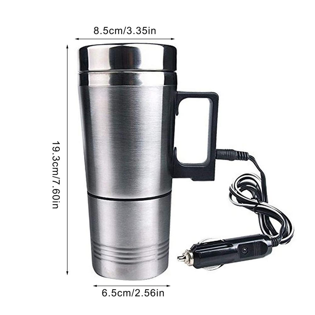 Stainless Steel Vehicle Heating Cup 12V/24V Heat Insulation Electric Car Kettle Camping