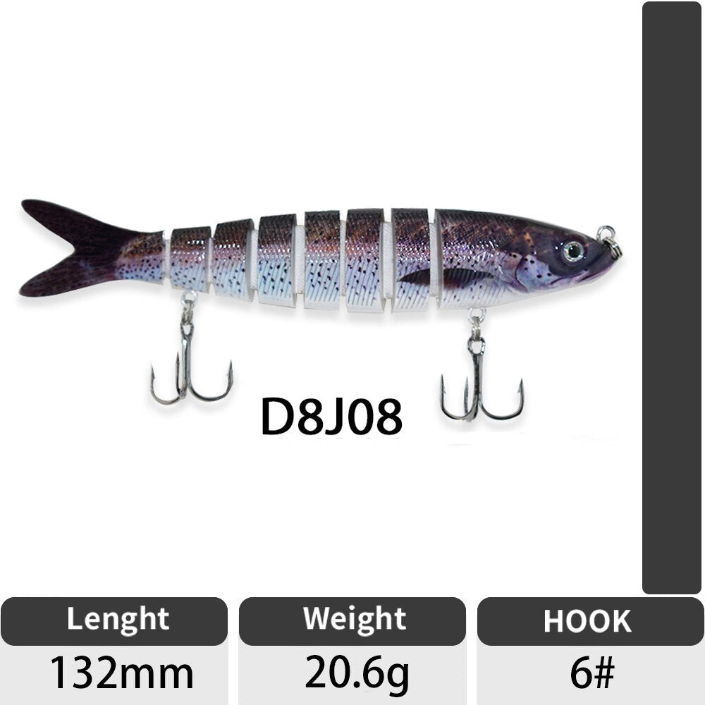 Sinking Wobblers Fishing Lures Jointed Crankbait Swimbait 8 Segment Hard Artificial