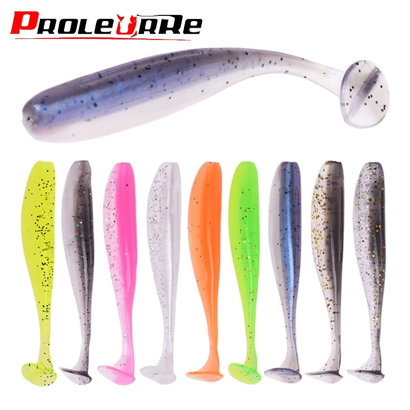 Proleurre Shad Worm Soft Bait 95mm 75mm 50mm T Tail Jigging Wobblers Fishing Lure