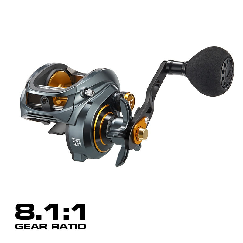 Profile Baitcasting Reel 15KG Max Drag 8+1 Bearings Aluminum Frame Freshwater Saltwater