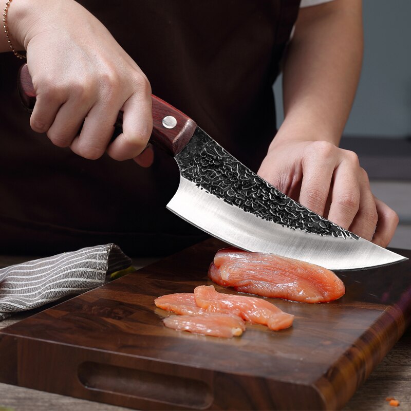 Outdoor Camping Hunting Knife Forged Stainless Steel Chef Knife Fishing Fruit Butcher Kitchen