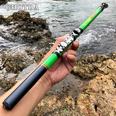 Portable High Carbon 3.0/2.7/2.4/2.1/1.8/1.5M Fishing Rod Telescopic Spinning Rod Ultralight