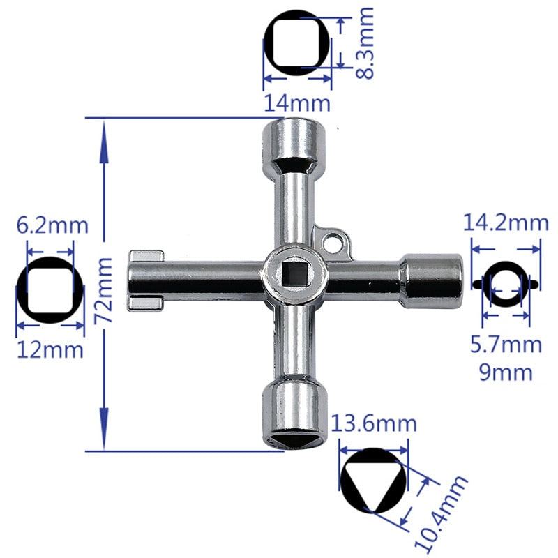 Multifunction 4 Ways Universal Triangle Wrench Key Plumber Keys Triangle For Gas